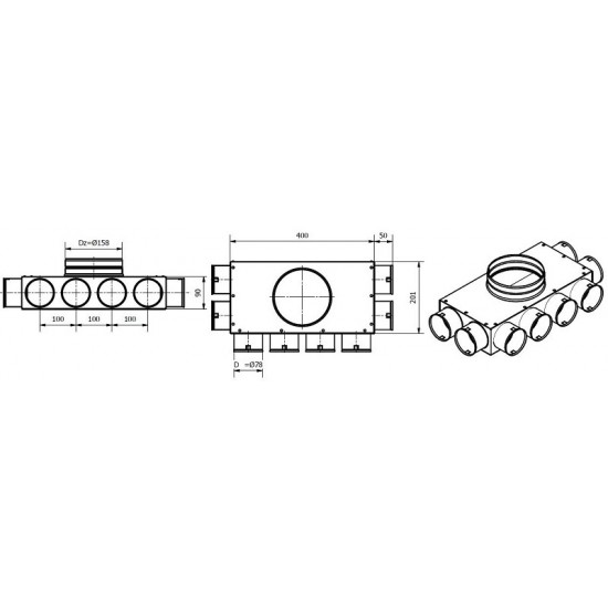 Greenflex Rozdeľovač 8x75mm + 1x160mm