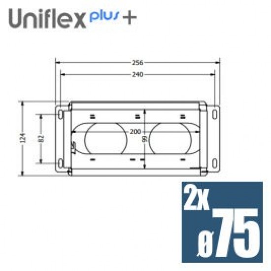 Uniflexplus+ stenová mriežka (telo) 2x75mm MCB-75