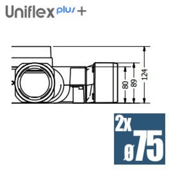 Uniflexplus+ telo anemostatu  2x75 mm 90°