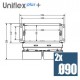 Uniflexplus+ stenová mriežka (telo) 2x90 mm MCB-290